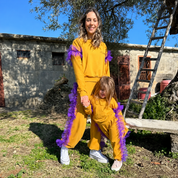 Mustard ruffled mommy jumpsuit