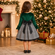 Vestitino velluto principe di Galles bambina