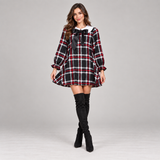 Vestitino tartan fondo nero donna