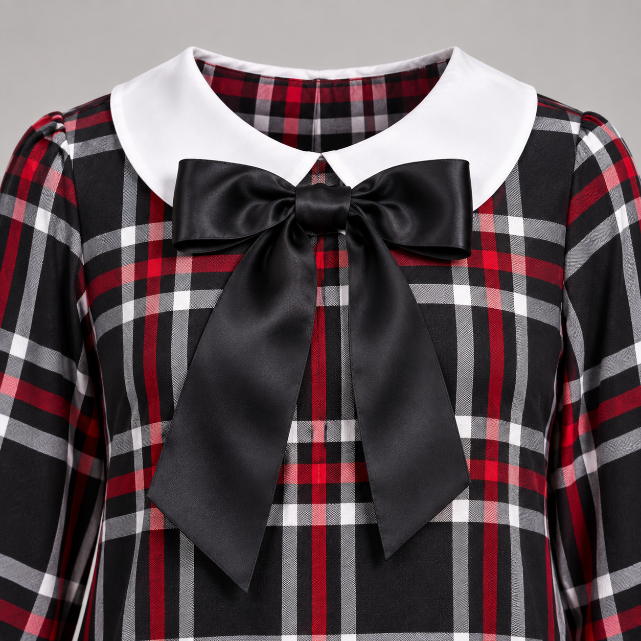 Vestitino tartan fondo nero donna