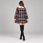 Vestitino tartan fondo nero donna