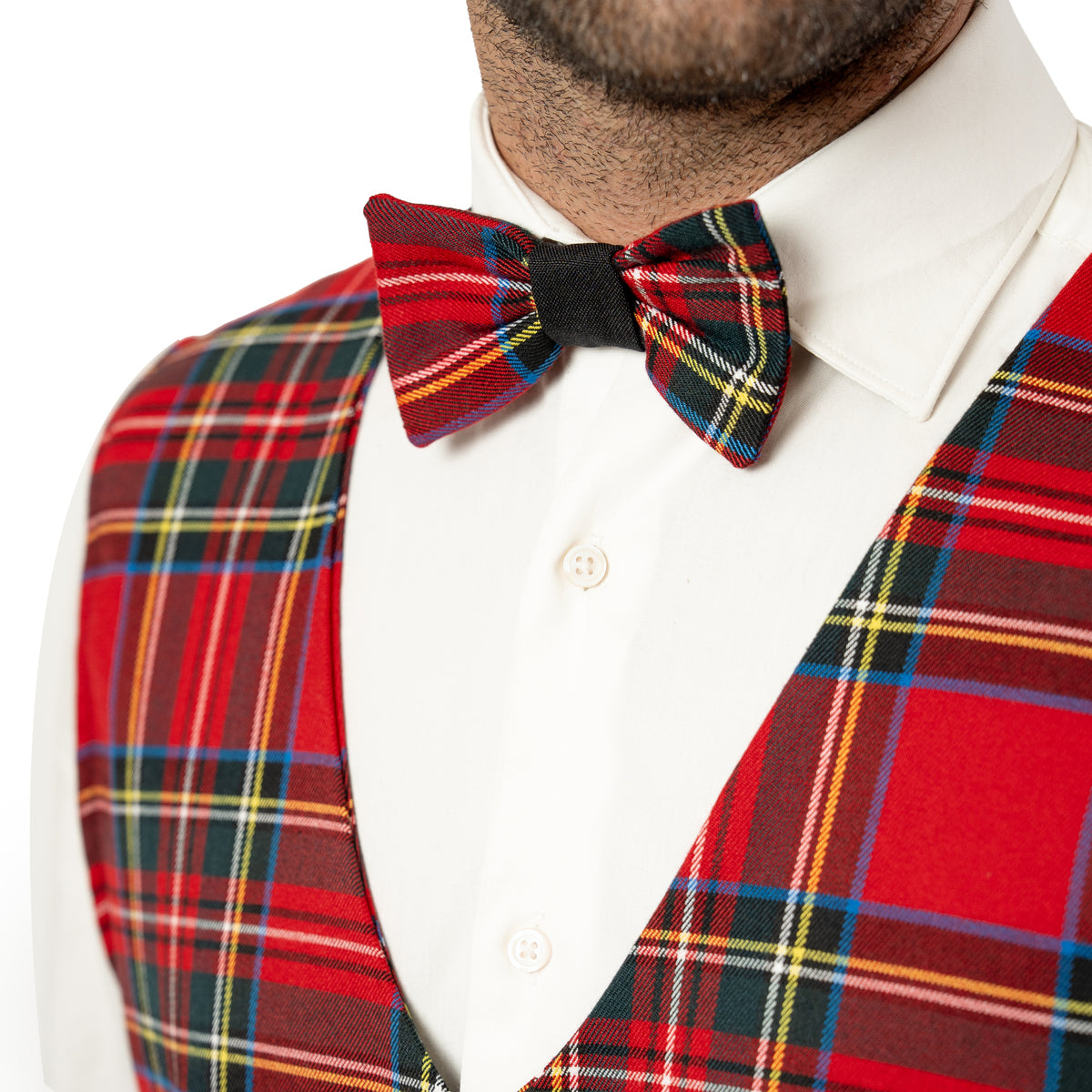 Gilet in tartan scozzese classico con papillon adulto